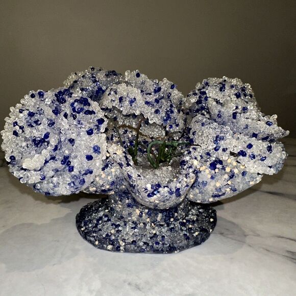 Vintage Handmade Fused Melted Plastic Popcorn Flowers Bowl Vase Retro Boho ART - Picture 3 of 15